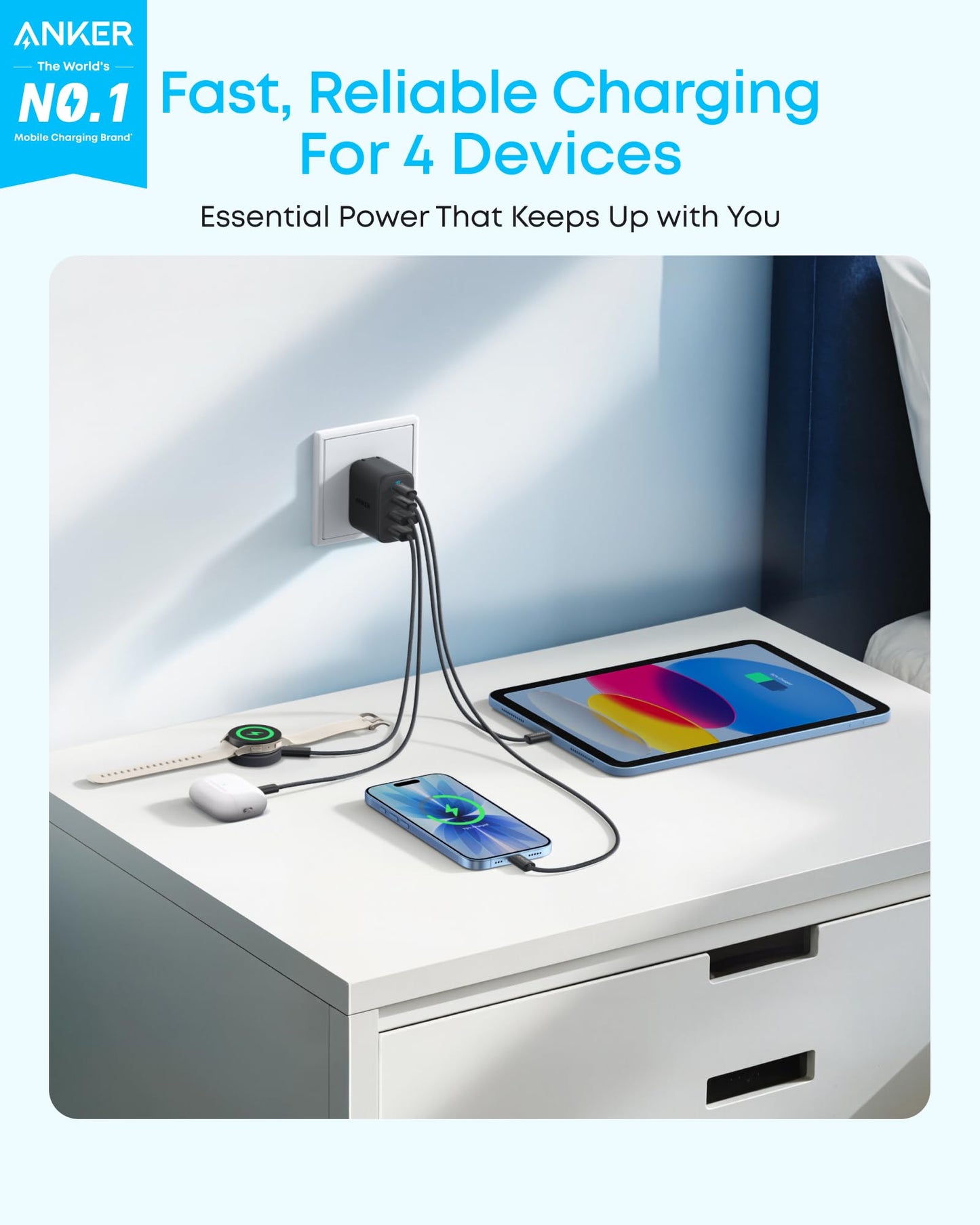 Anker Zolo USB C Charger Block, 50W Max Output Type C Charger Fast Charging