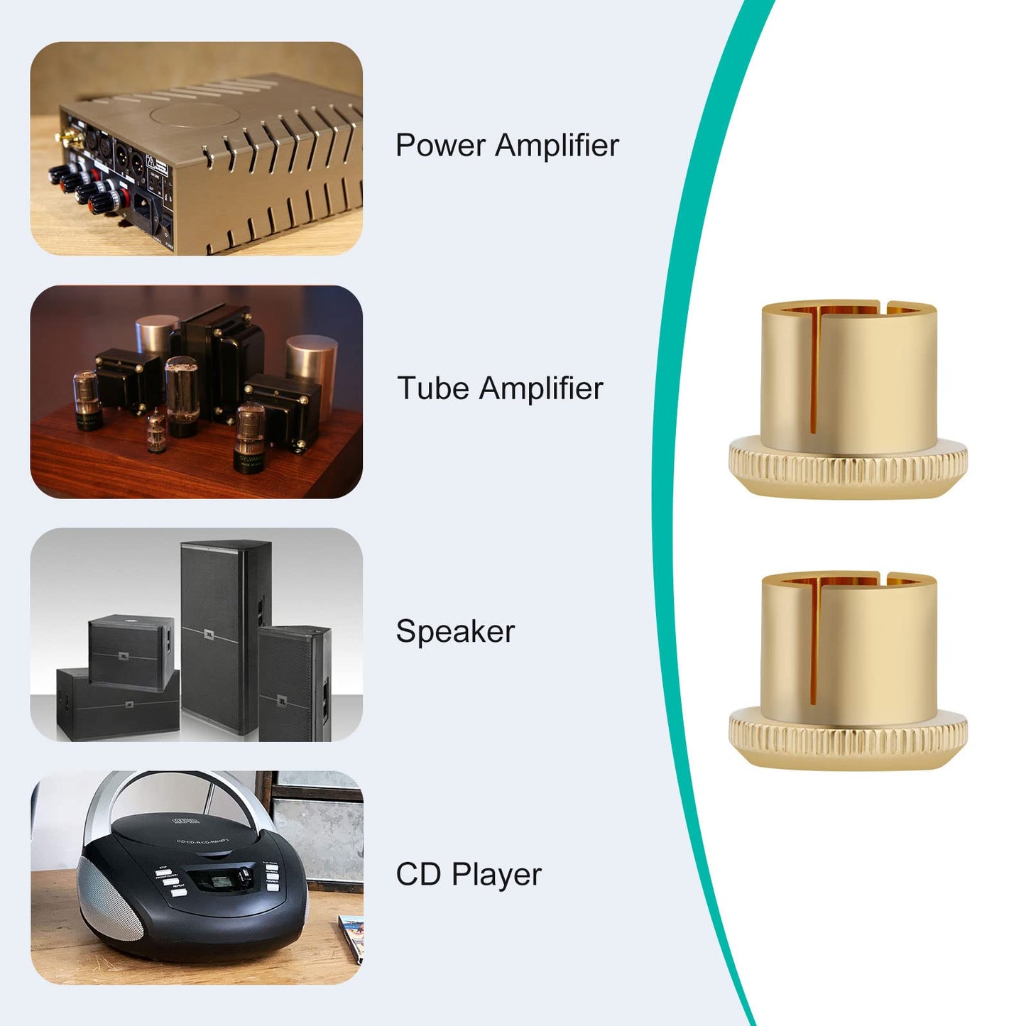 Monosaudio 8 pcs RCA Female Caps Noise Stopper Caps Shielding Caps Dust Proof Protector(8 Pieces) (Gold-Plated)