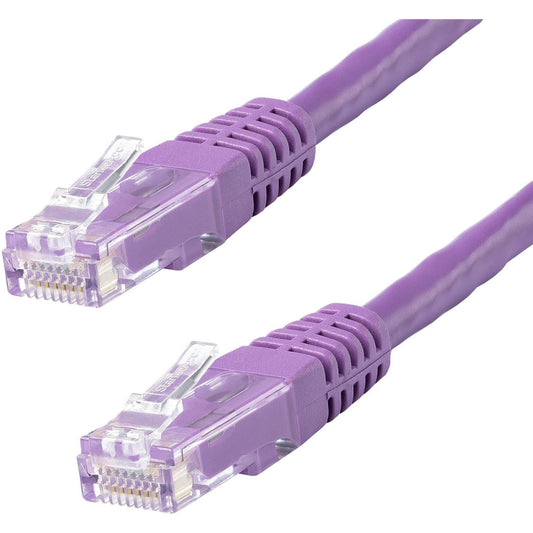 StarTech 50ft CAT6 Ethernet Cable - Purple CAT 6 Gigabit Ethernet Wire -250Mhz 100W PoE RJ45 UTP Molded Network Patch Cord with Strain Relief