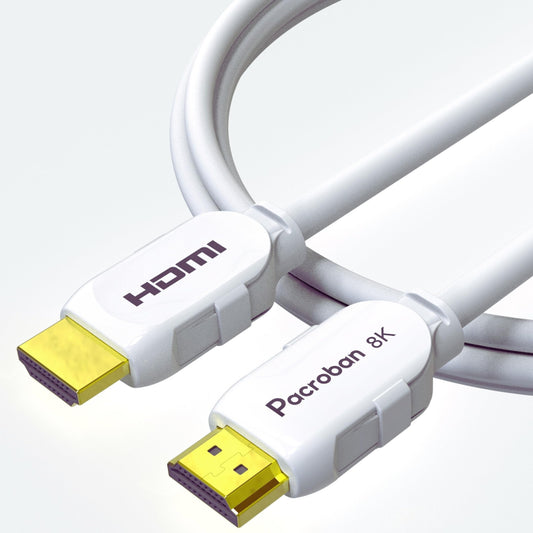 Pacroban 8K HDMI 2.1 Cable (10ft) White, eARC, 8K 60Hz, 4K 120Hz, QFT, QMS, VRR, 48Gbps Bandwidth, Dynamic HDR, HDCP 2.2 & 2.3, DTS:X, Dolby Atmos