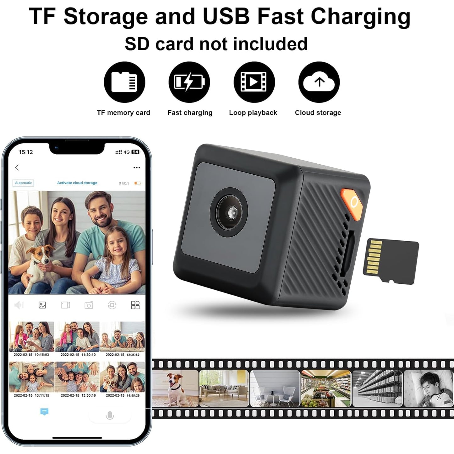 MORNGC 1080P HD Mini Wireless Camera with Long Battery Life, AI Human Eye Detection, Auto Night Vision, WiFi, Baby Monitoring, SD Card Loop Recording