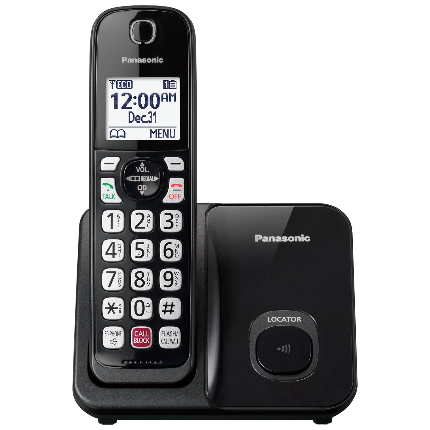 Panasonic Cordless Phone with Advanced Call Block, Bilingual Caller ID, Easy to Read Large High-Contrast Display, Expandable System with 1 Handset