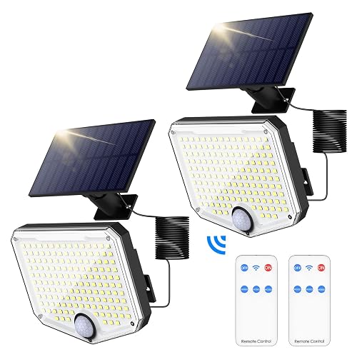 MoKo Solar Lights Outdoor, 222 LED 3000LM Motion Sensor Outdoor Lights with Remote, IP65 Waterproof Solar Flood Light Outside, 3000mah Security Lamp