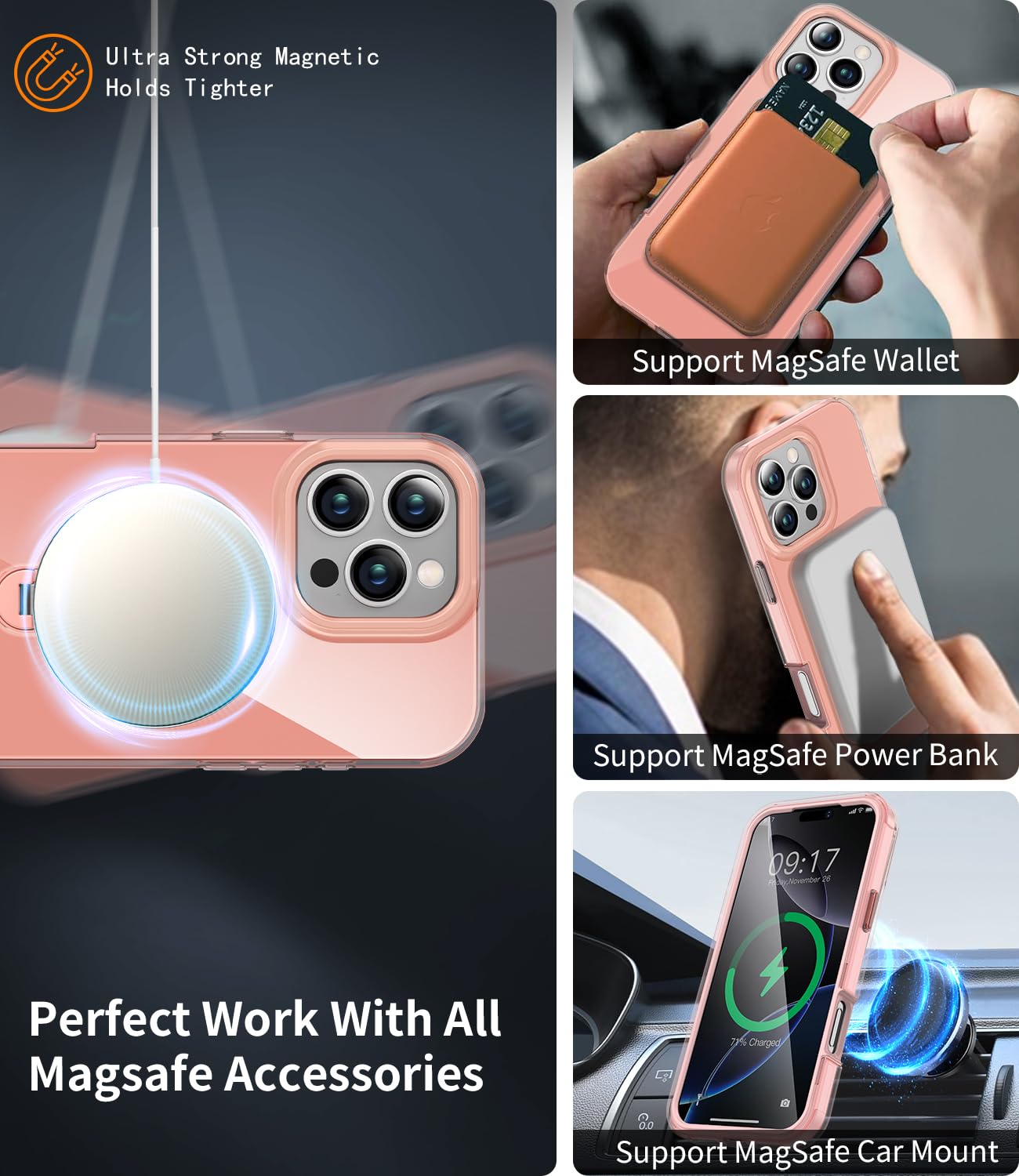YXU? Privacy Case for iPhone 13/14 with 360° Spin Magnetic Stand Pink