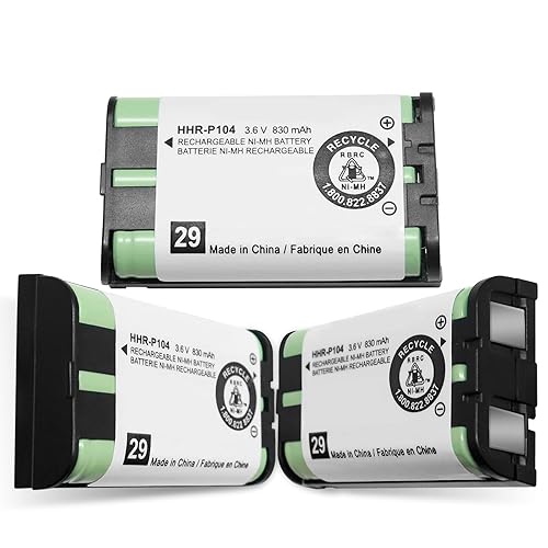CUCESH HHR-P104 Rechargeable Phone Battery 3.6V 830mAh NI-MH Batteries for Panasonic Cordless Phones(3 Pack)