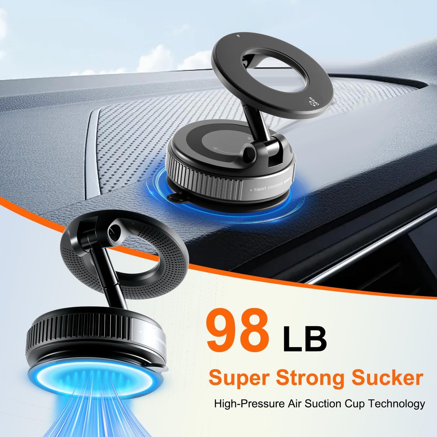 Bawyot Car Phone Holder Mount Magsafe [ Strongest Suction & Magnetic] Ultra Vacuum Suction Cup 360° Rotation Car Mount, Cell Phone Holders for All