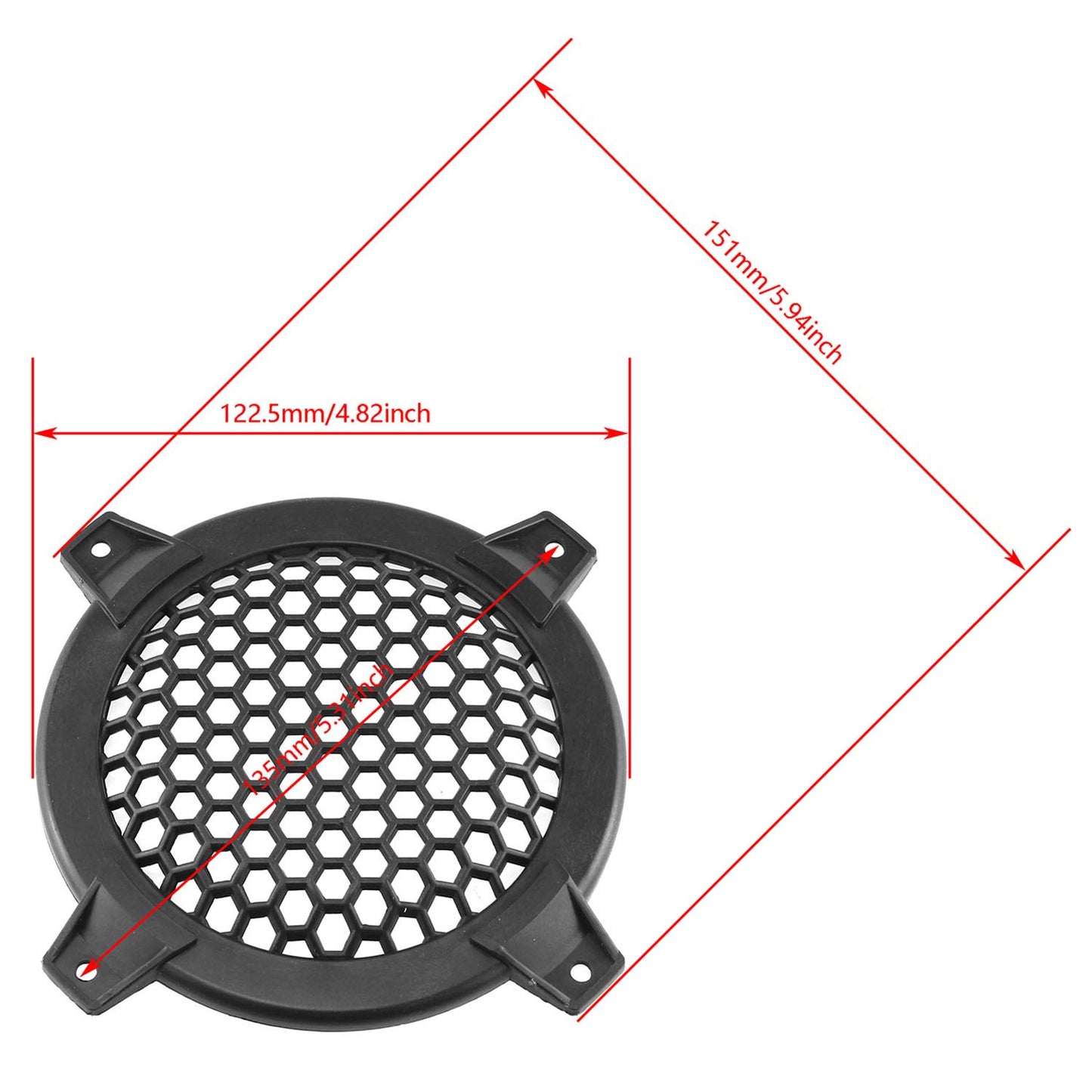 DGZZI 4Inch Grill Cover 2PCS 4inch Black Round ABS Plastic Mesh Grilles Car Audio Speaker Covers Woofer Subwoofer Grill