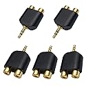 AAOTOKK 3.5mm to RCA Splitter Adapter Gold Plated 3 Poles 3.5mm (1/8 inch) Stereo Audio Male to 2 RCA Female AUX Audio Y Splitter Adapter Converter