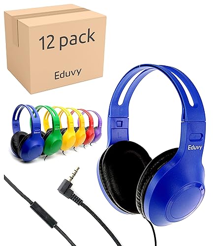 Eduvy Bulk Headphones for Classroom with Microphone, Heavy-Duty School Pack Wired Headphones for Students. Teacher Must Haves Supplies from…