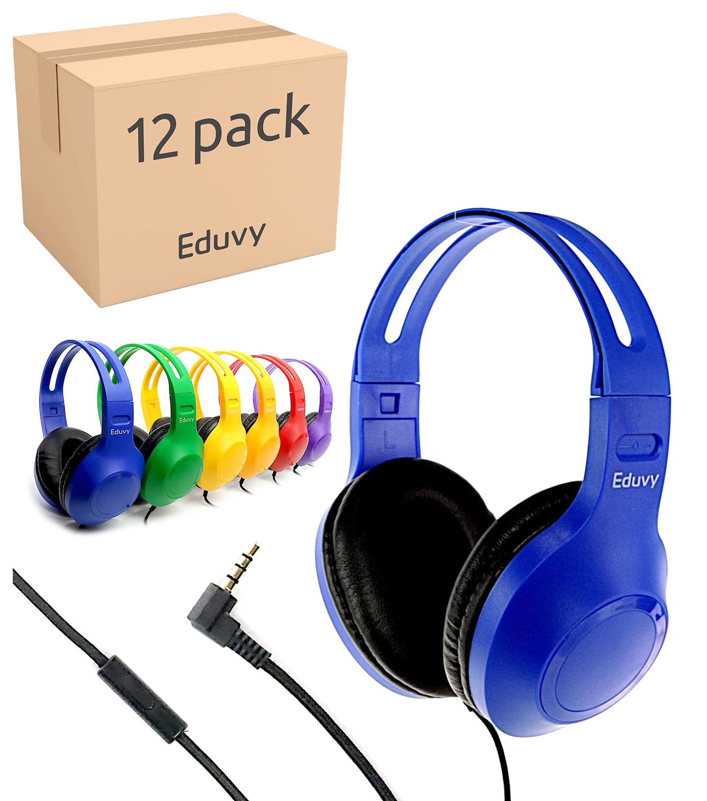 Eduvy Bulk Headphones for Classroom with Microphone, Heavy-Duty School Pack Wired Headphones for Students. Teacher Must Haves Supplies from…