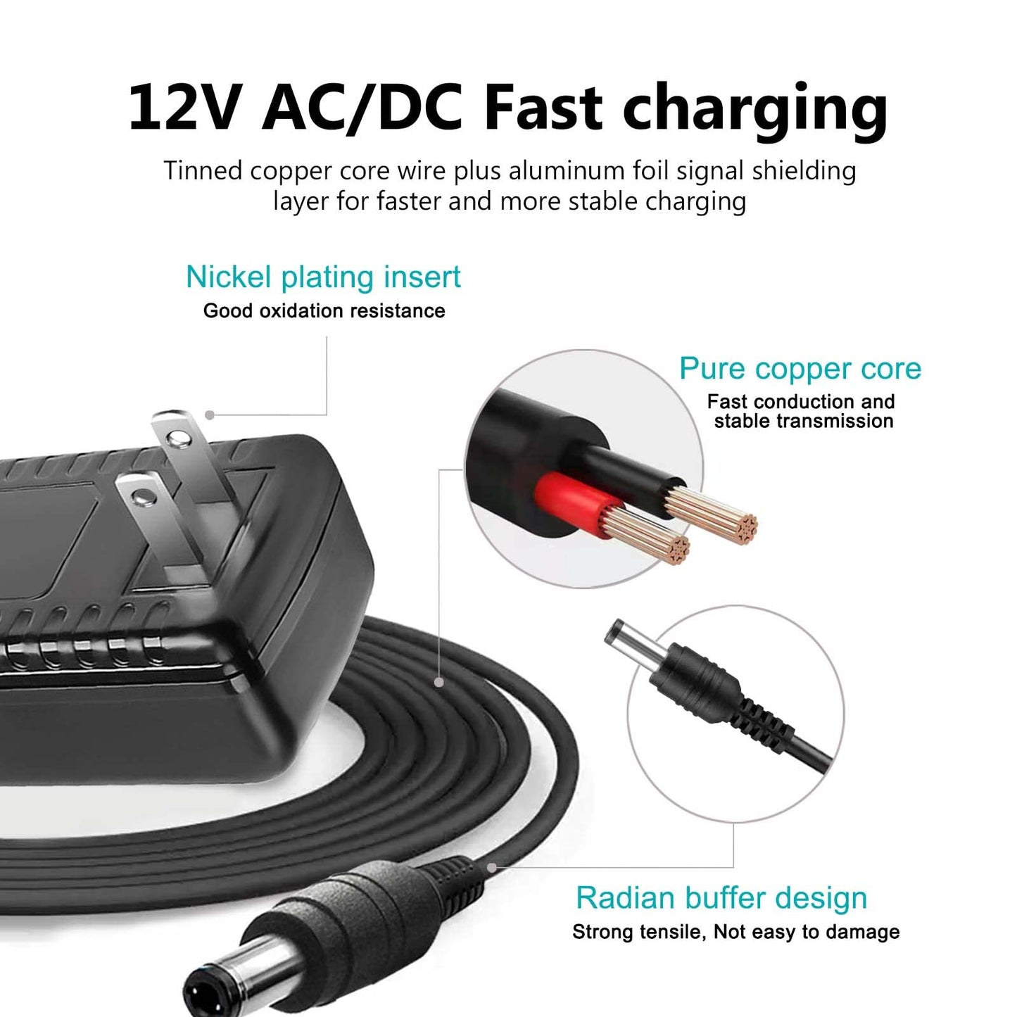 Replacement 12V AC DC Power Cable Cord for Seagate Hard Drive, Freeagent Goflex, WD Western Digital My Book External Hard Drive Adapter Power Supply…