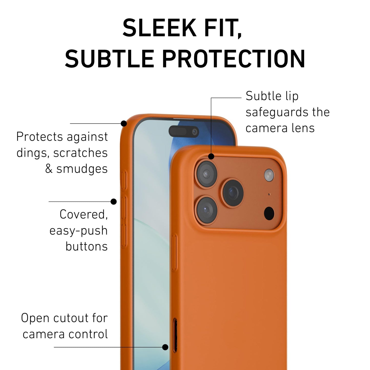 PEEL Super Thin Case for iPhone 17 Pro (Cosmic Orange) - Sleek Minimalist Design, Branding-Free, Ultra Slim - Protects & Showcases Your Device