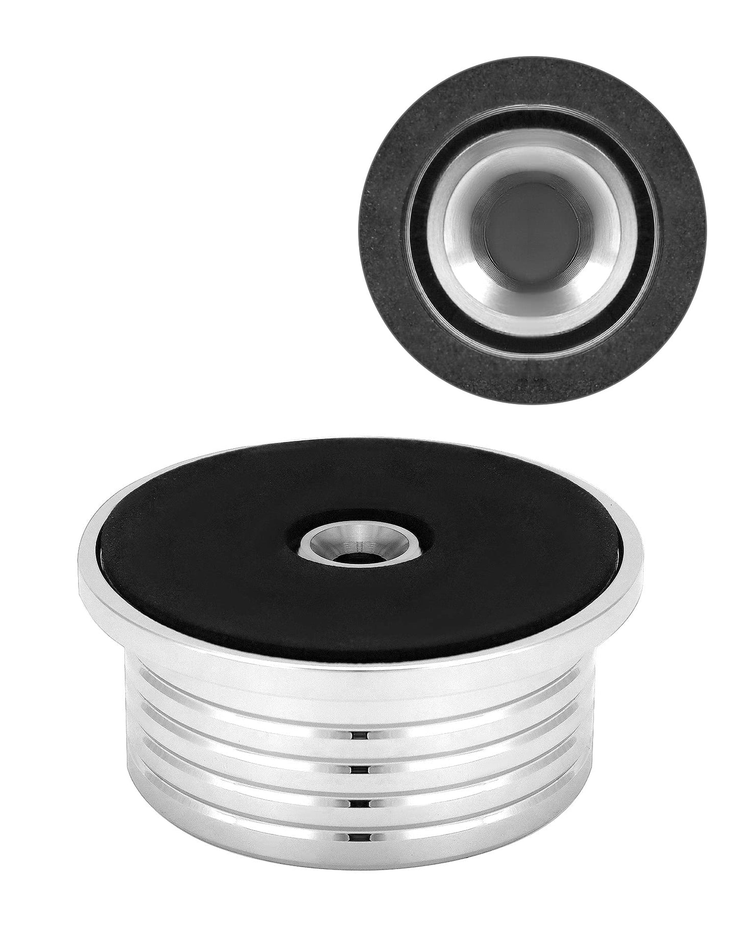 QWORK Record Weight Phono Disc Stabilizer, 60HZ Record Weight Stabilizer, with Bubble Leveling (60Hz, Silver)