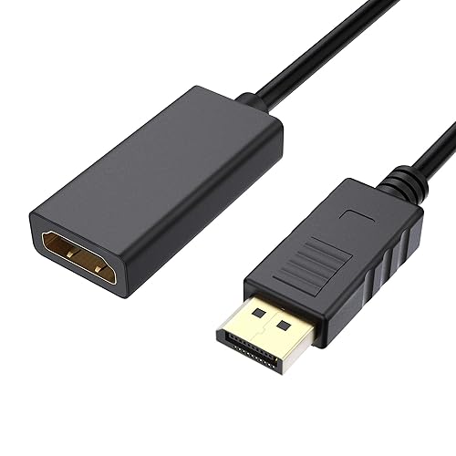 Cableader DP to HDMI Adapter 4K 30HZ Gold-Plated displayport Male to HDMI Female Converter with Audio-Black