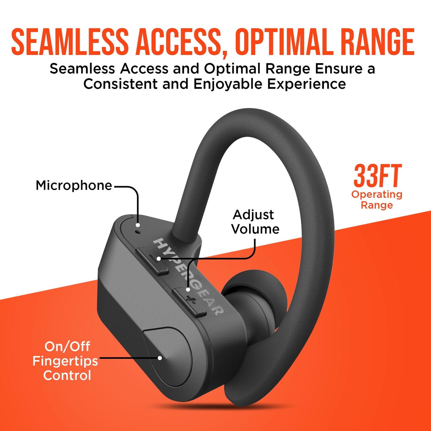 HyperGear Sport True Wireless Earbuds Wireless Bluetooth Earbuds Noise Cancelling Microphone, Quick-Pair Secure-Fit Ear Hooks, Bluetooth Ear Buds…