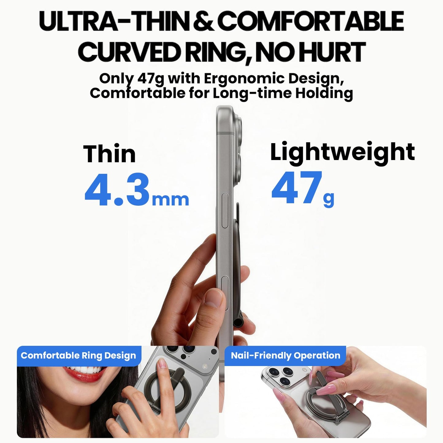 Magnetic Phone Holder for MagSafe, Adjustable Foldable Phone Stand with Strong Magnet, Metal Desk Stand, Belt Clip Magnetic Tool Holder, Shirt Collar