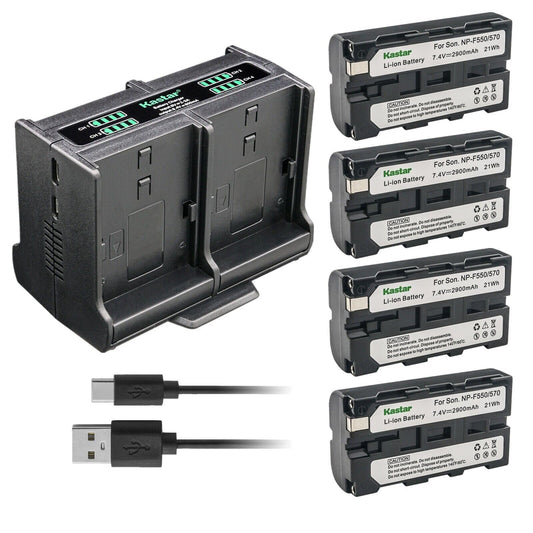 Kastar 4-Pack Battery and Quadruple Charger Compatible with Sony CCD-TRV81 CCD-TRV815 CCD-TRV82 CCD-TRV85 CCD-TRV86 CCD-TRV87 CCD-TRV88 CCD-TRV90