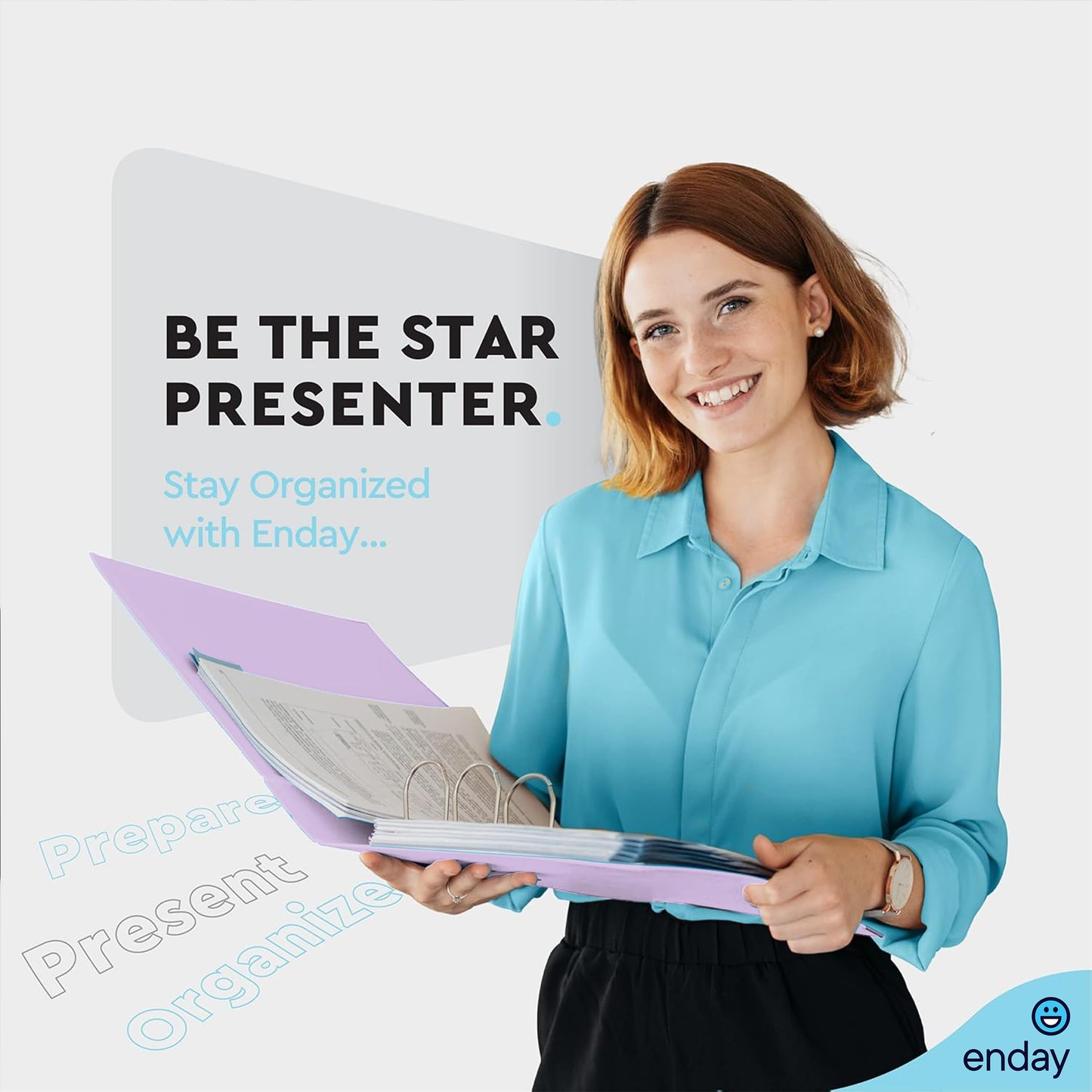 Enday 2 Inch Binder, Purple - 2 Inch 3 Ring Binder, D-Ring Pastel with Clear View Cover for Letter Size 8.5 x 11'' Paper & 2 Inside Pockets, Ideal