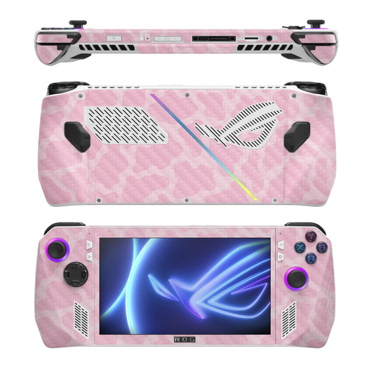 MightySkins Carbon Fiber Skin Compatible with Asus ROG Ally - Pink Giraffe | Protective, Durable Textured Carbon Fiber Finish | Easy to Apply