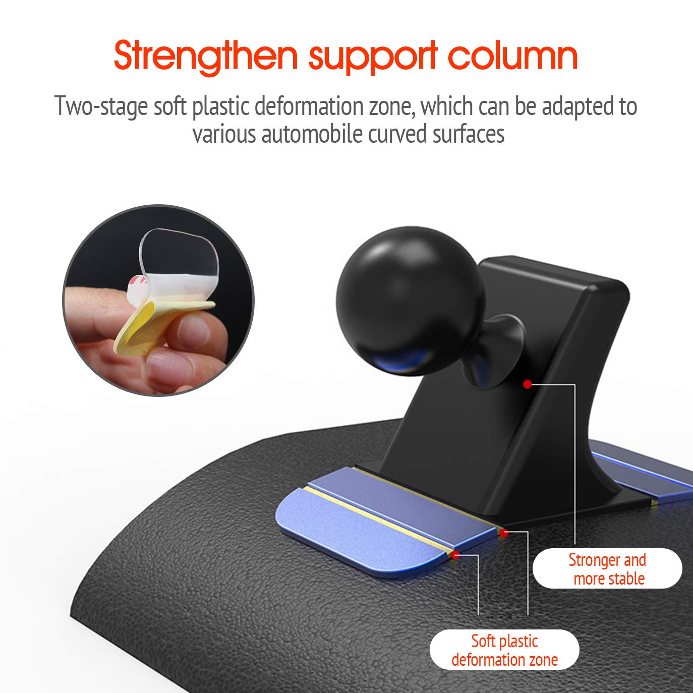 Car Phone Mount Without Magnetic, Stick On Dashboard 360° Rotatable Universal Cell Phone Holder with Ultra-Lock Quick Mount Strongest Adhesive