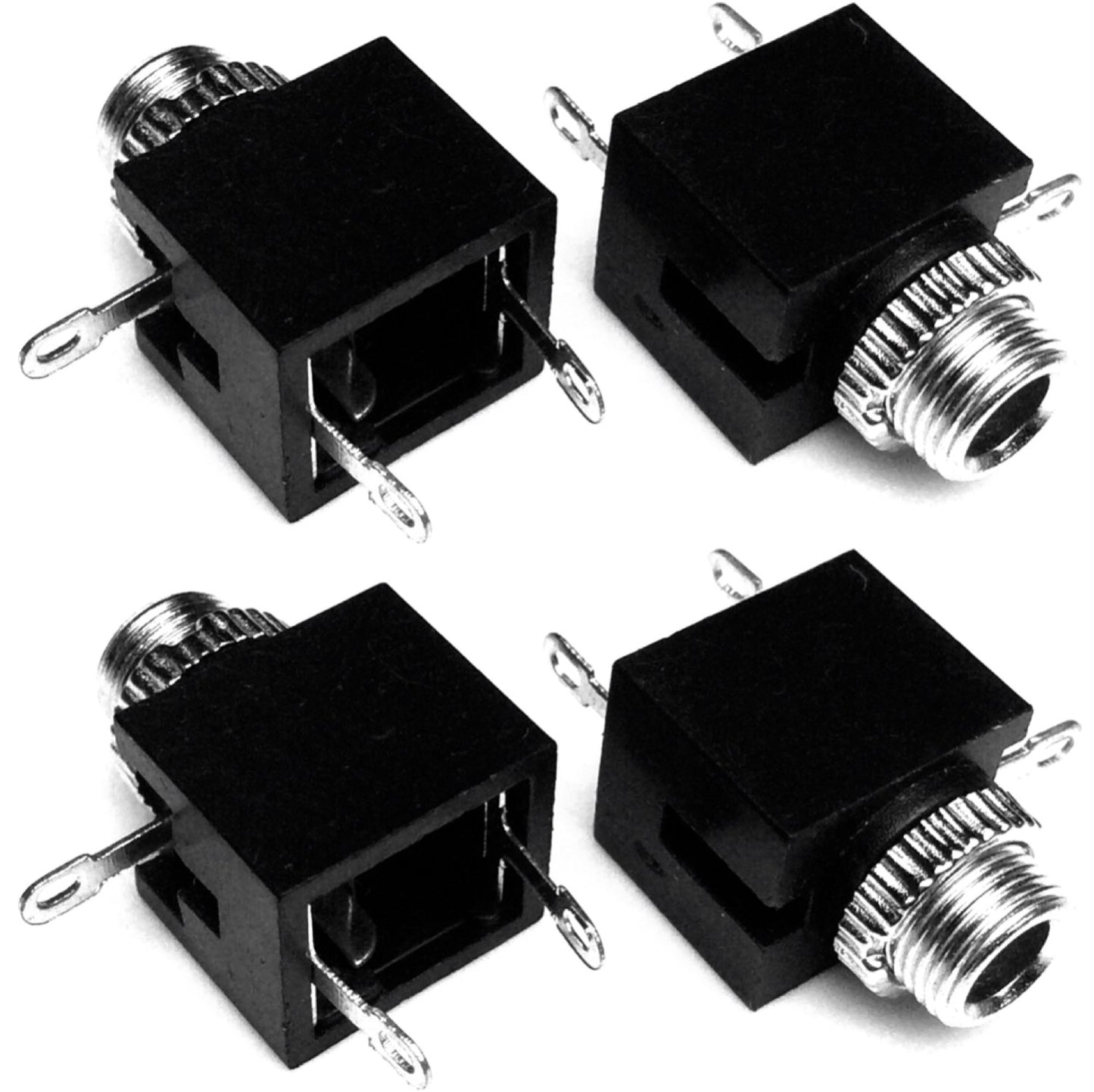 3.5mm Mono TS Female Jack Socket, Panel Chassis Mount Solder Audio Connector, Black, 4 Pack