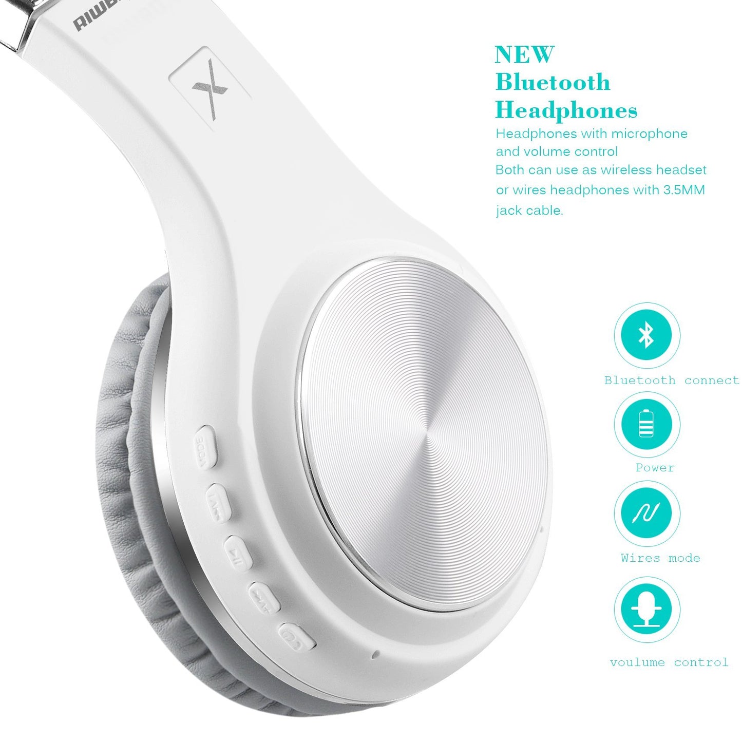 Riwbox Bluetooth Headphones, XBT-80 Folding Stereo Wireless Bluetooth Headphones Over Ear with Microphone and Volume Control, Wireless and Wired…