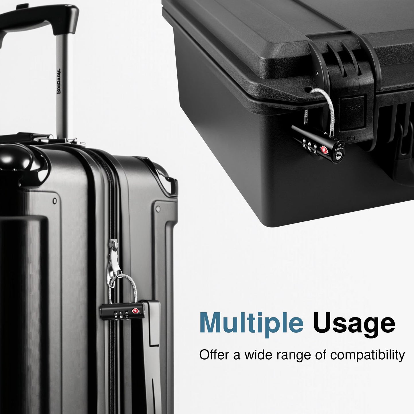 Puroma TSA Approved Luggage Locks 2 Pack – Black Resettable Combination Travel Padlocks for Suitcases, Backpacks, Gym Lockers & Bags