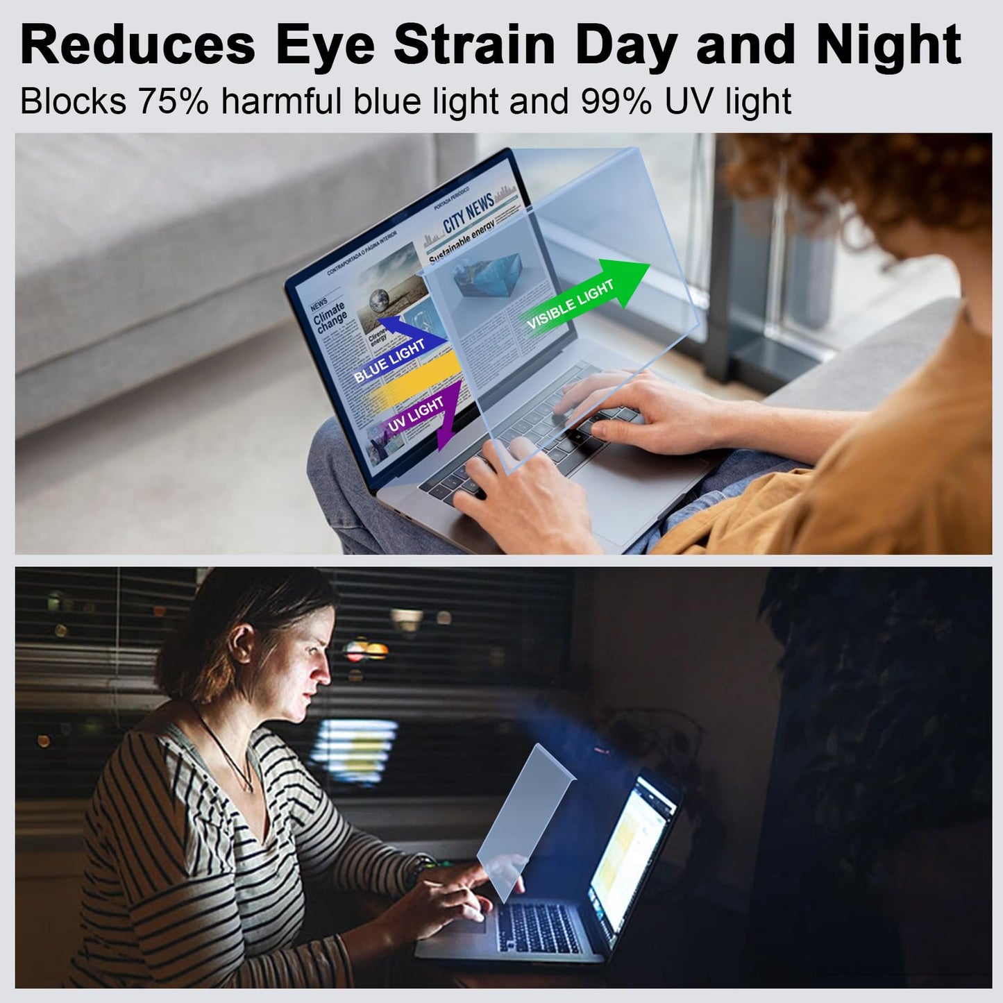 15.6 Inch Blue Light Screen Protector Panel, Eye Protection Anti-Scratch Blue Light Screen Filter for 15.6" with 16:9 Aspect Ratio Laptop, HD Not