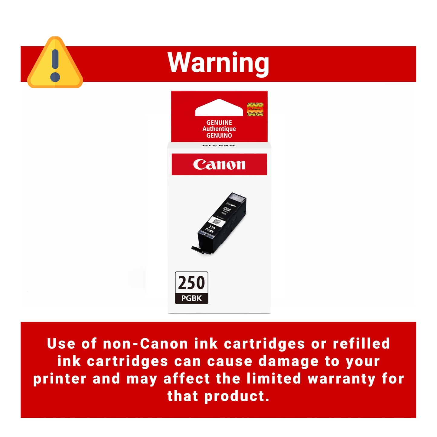 Canon PGI-250 Genuine Pigment Black Ink Tank, Compatible with MG6320, IP7220 & MG5420, MX922, MG5520, MG6420, MG7120, iX6820, iP8720, MG7520, MG6620