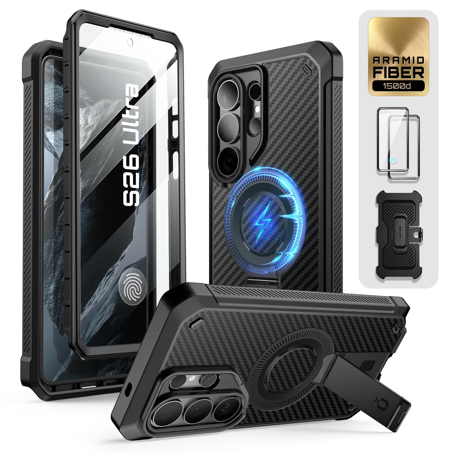SUPCASE for Samsung Galaxy S26 Ultra Case with Stand, Military-Grade Drop Protection, Compatible with Wireless Charging/MagSafe, Built-in Screen
