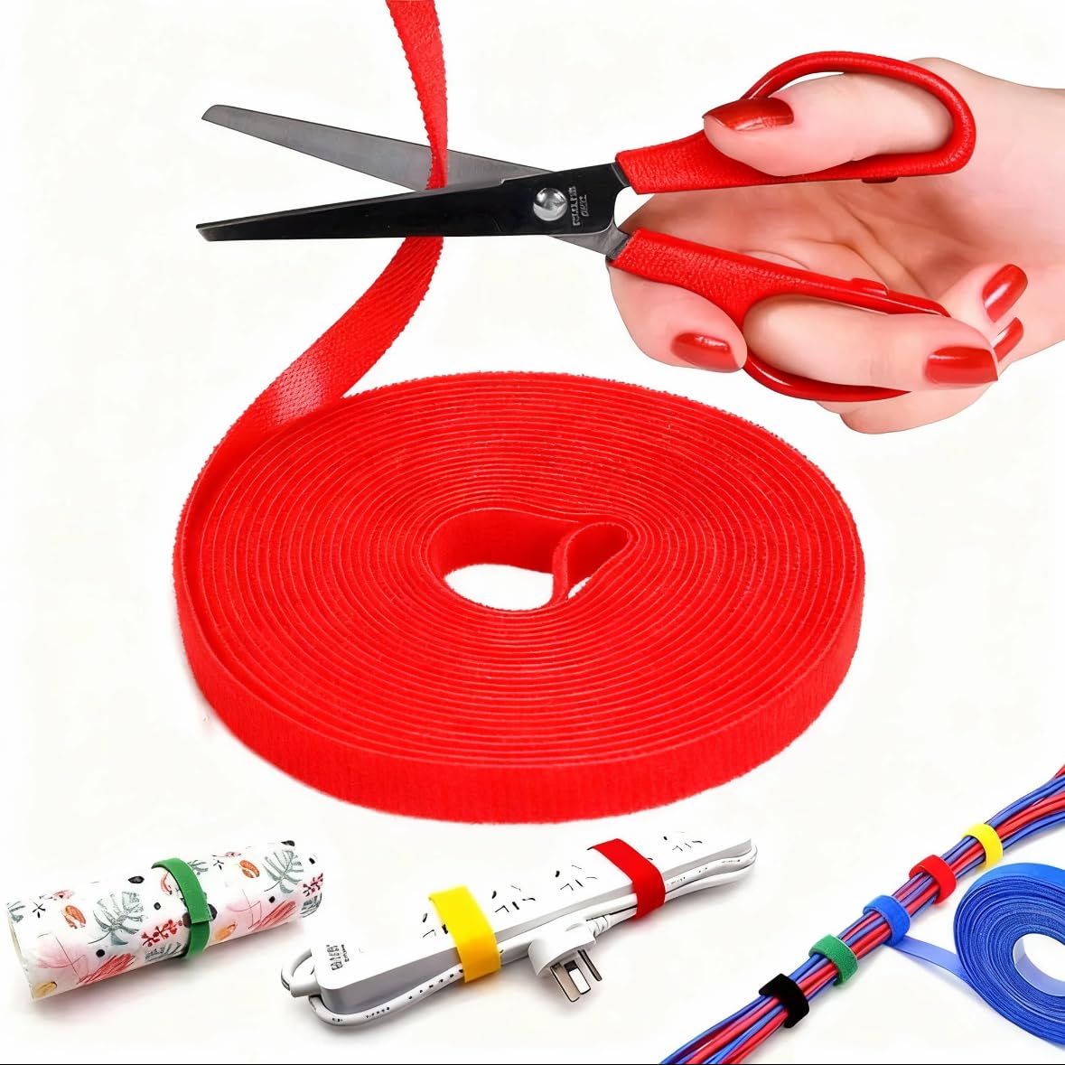 ArmorSmith Hook and Loop Tape - 32ft x 0.4" Self Adhesive Strips Roll, Strong Sticky Double Sided Adhesive Tape for Cable Management, Wire Ties
