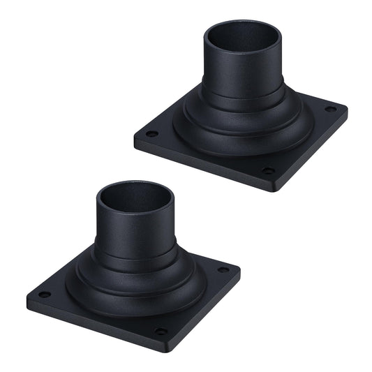 LIT-PaTH Pier Mount Base, Outdoor Post Light Mounting Base Adapter for 3 Inch Standard Pole Light, Cast Aluminum, 2-Pack, Black