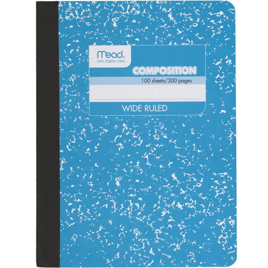Mead Composition Notebook, Wide Ruled Paper, 7-1/2" x 9-3/4", 100 Sheets, Blue Marble (09918AY7)