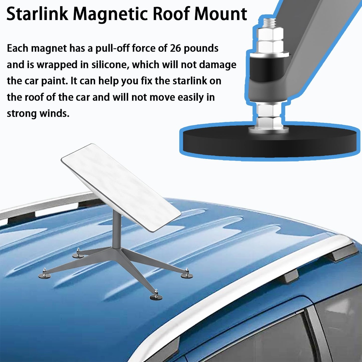 Wuutyty Starlink Magnetic Roof Mount, Compatible with Starlink, Mount
