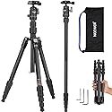 NEEWER Carbon Fiber Camera Tripod Monopod, 65" Lightweight Compact Portable Travel DSLR Video Stand, 360° Ball Head, Anti Slip QR Plate, Inverted