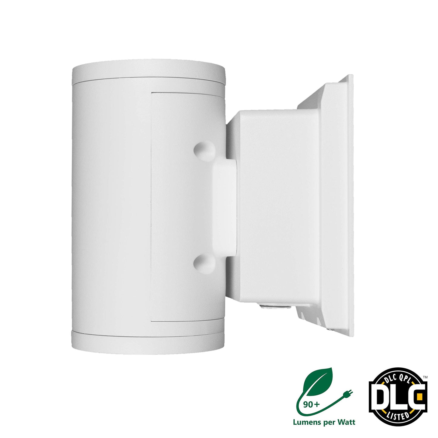 NICOR Outdoor OWCR4U1035MV30WH Dorado 35W Round LED Wall Mount, 3000K, White Outdoor Cylinder Light, 4