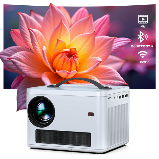 Projector with WiFi and Bluetooth, Native 1080P Projector 4K Support with Automatic Vertical Keystone Portable Movie Projector, Compatible