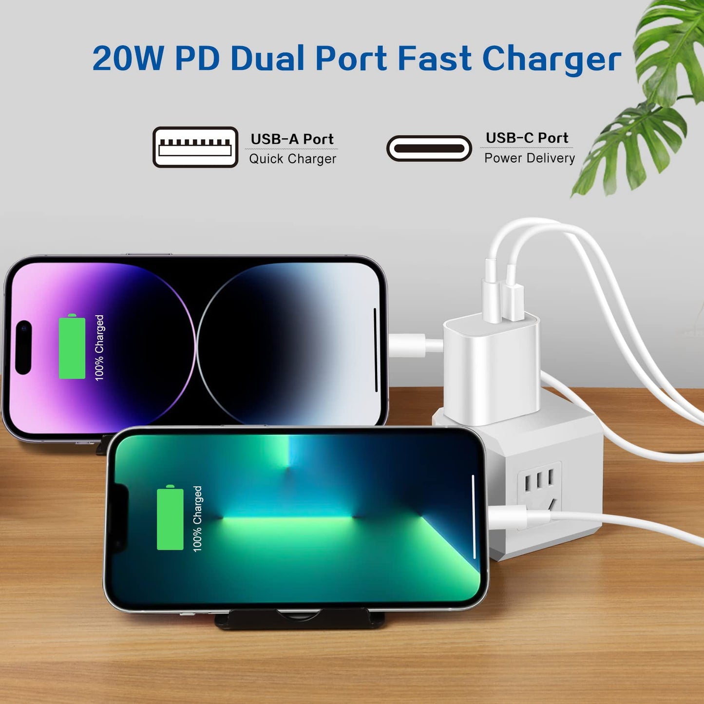 iPhone Charger Fast Charging Block,Dual Port Fast Apple iPhone Charger [Apple MFi Certified]2Pack 20W Quick Double iPhone Wall Charger,6FT USBC
