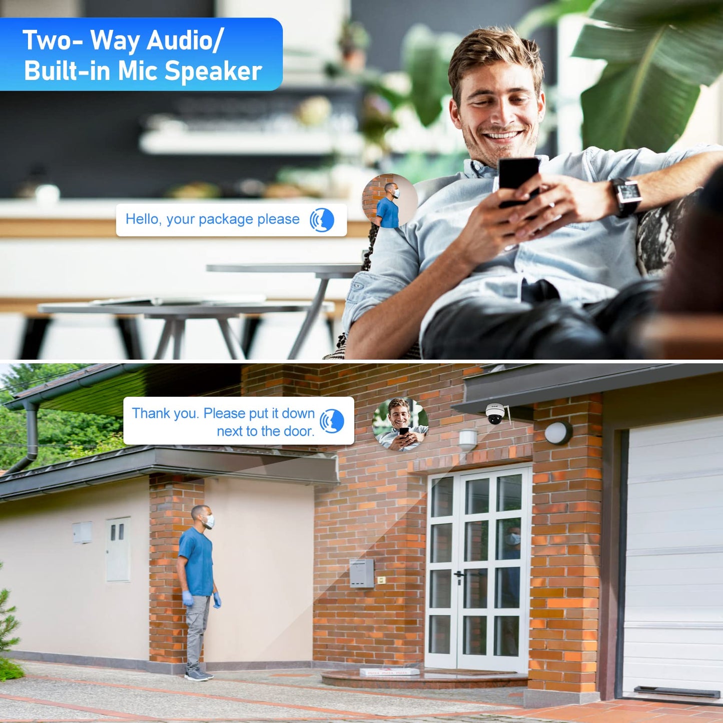 JideTech 5MP PTZ WiFi Camera Outdoor,5X Optical Zoom Dome Camera with Human/Motion Detection,Auto Tracking,Wireless IP Camera with Mic/Audio,MicroSD