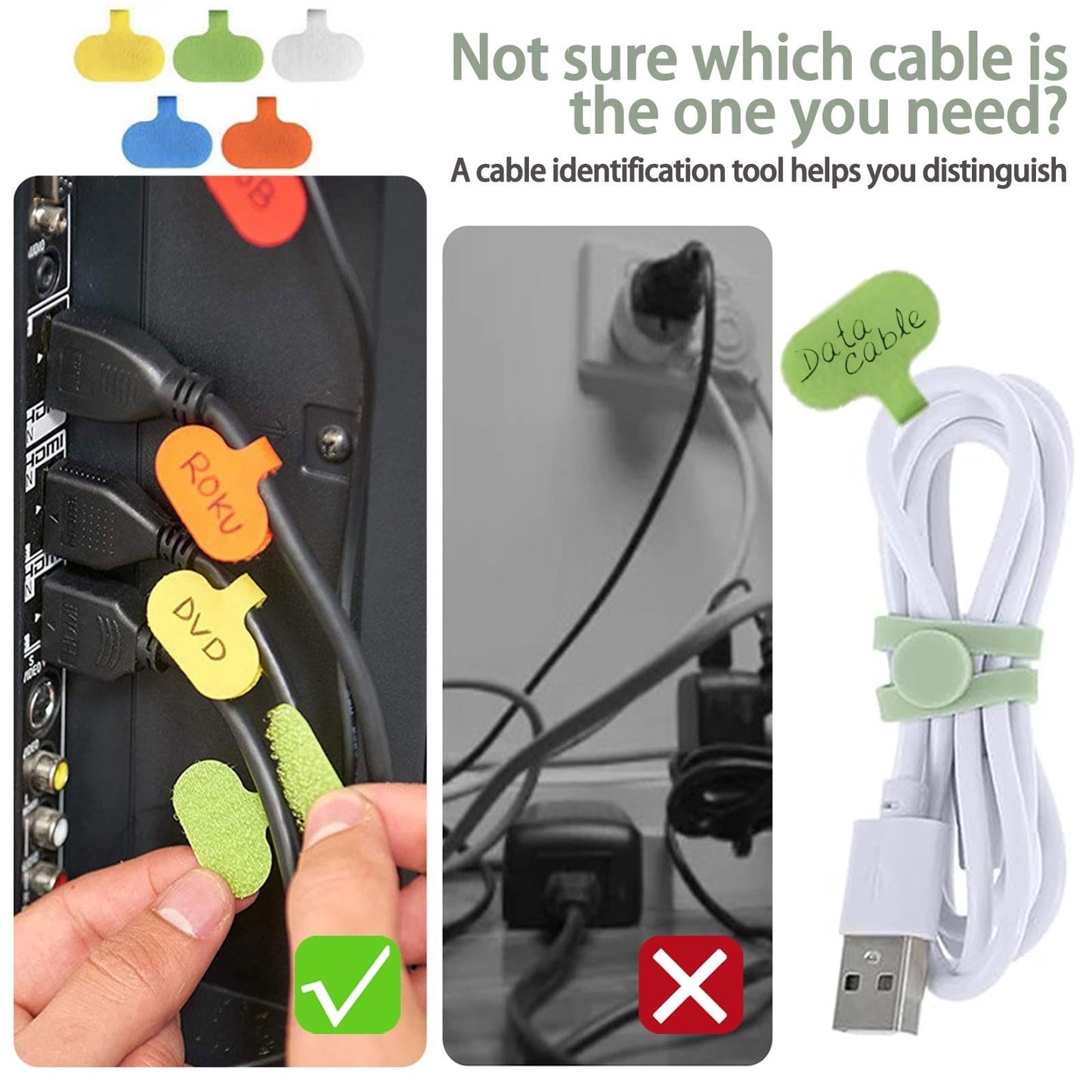 FenrFern 30Pcs Silicone Cable Ties, Reusable Cable Straps Cord Organizer for for Bundling Earphone, Phone Charger, Computer Cords in Home, Office