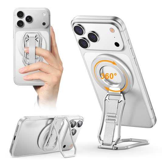 for Magsafe Phone Grip, 6-in-1 Magnetic Phone Holder for Magsafe Kickstand, 360° Rotation Phone Ring Holder with Elastic Strap, Compatible with iPhone