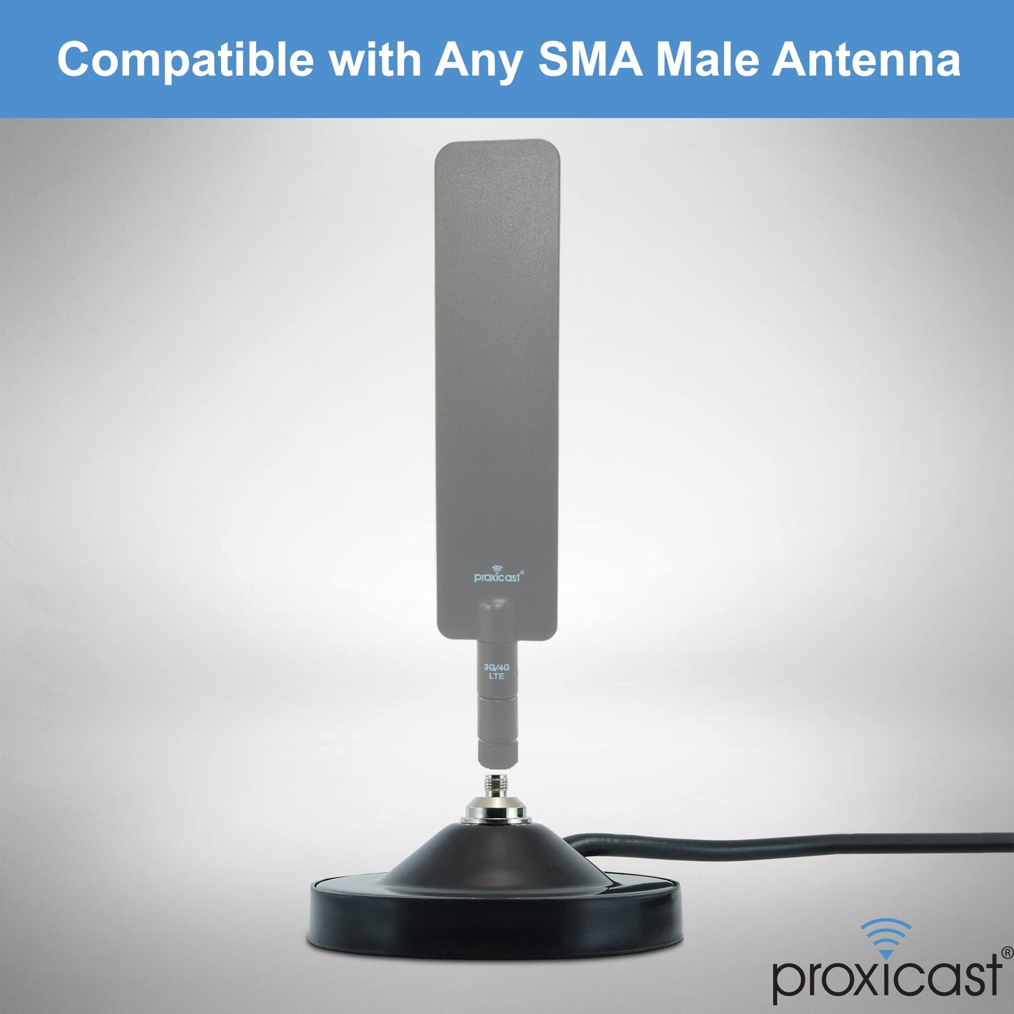 Proxicast Pro-Grade 3.5-Inch Magnetic Antenna Base with Female SMA Jack/Male SMA Plug + TS9 Adapter - 6.5 Foot Coax Cable Lead - Mag Mount Stand