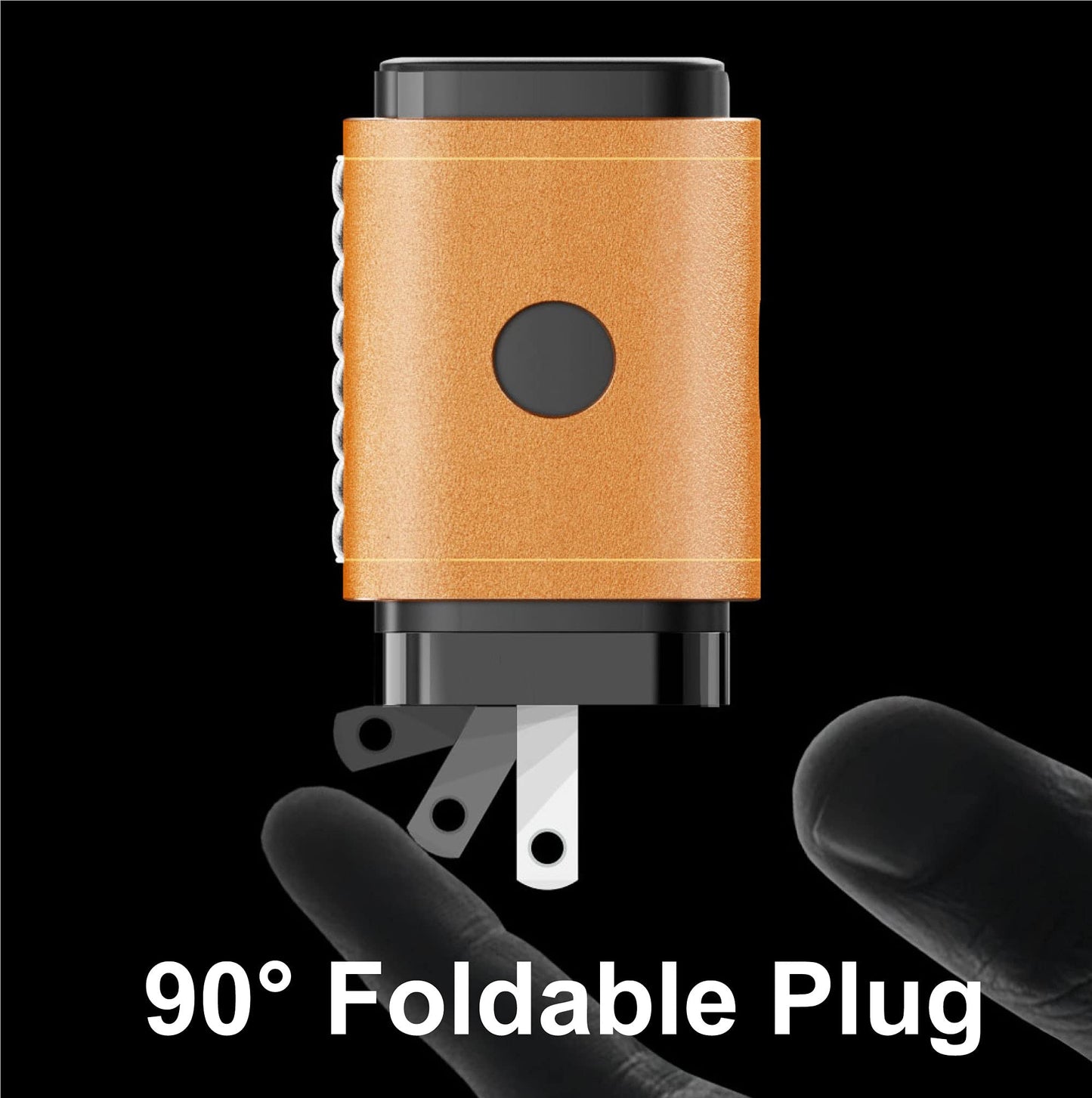 VogDUO 65W USB C Wall Charger, 3 Port GaN PD Wall Charger, Foldable Plug, Genuine Leather Design, Compatible with iPad Pro/Air/Mini, iPhone