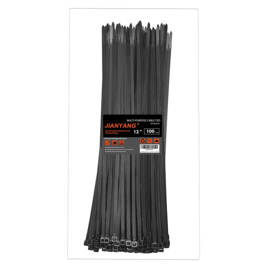 12 Inch Zip Ties Double Sided Toothed,100 LBS Tensile Strength Heavy Duty Cable Wire Ties With Self-Locking Adjustable More Durable Nylon Tie Wraps