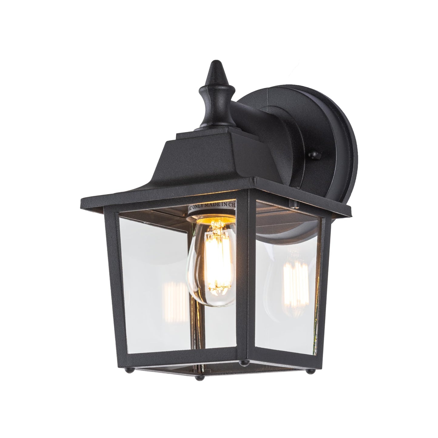 LIT-PaTH Outdoor Wall Lantern, Wall Sconce as Porch Lighting Fixture, E26 Medium Base 60W Max., Aluminum Housing Plus Glass, Bulbs NOT Included, Matte