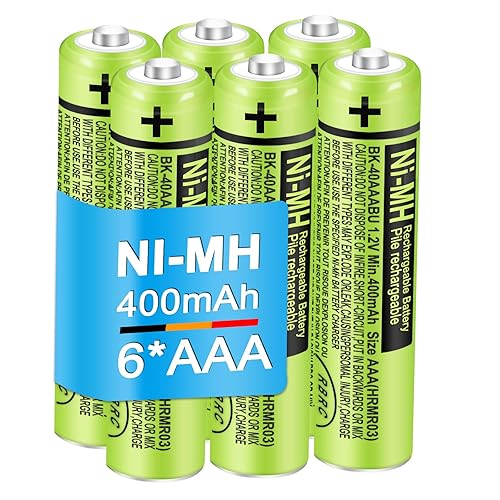 EOCIK BK-40AAABU 6Pack NI-MH Rechargeable AAA Batteries 400mAh 1.2V AAA Rechargeable Battery for Panasonic Cordless Phones,Remote Controls