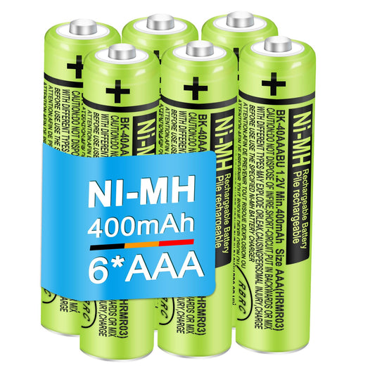 EOCIK BK-40AAABU 6Pack NI-MH Rechargeable AAA Batteries 400mAh 1.2V AAA Rechargeable Battery for Panasonic Cordless Phones,Remote Controls