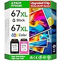 Upgraded Chip 67XL Ink Cartridges Compatible for HP 67 Ink Cartridges Black/Color Combo Pack Work with DeskJet 2855e 2827e 2800e 4255e 2755e 2700
