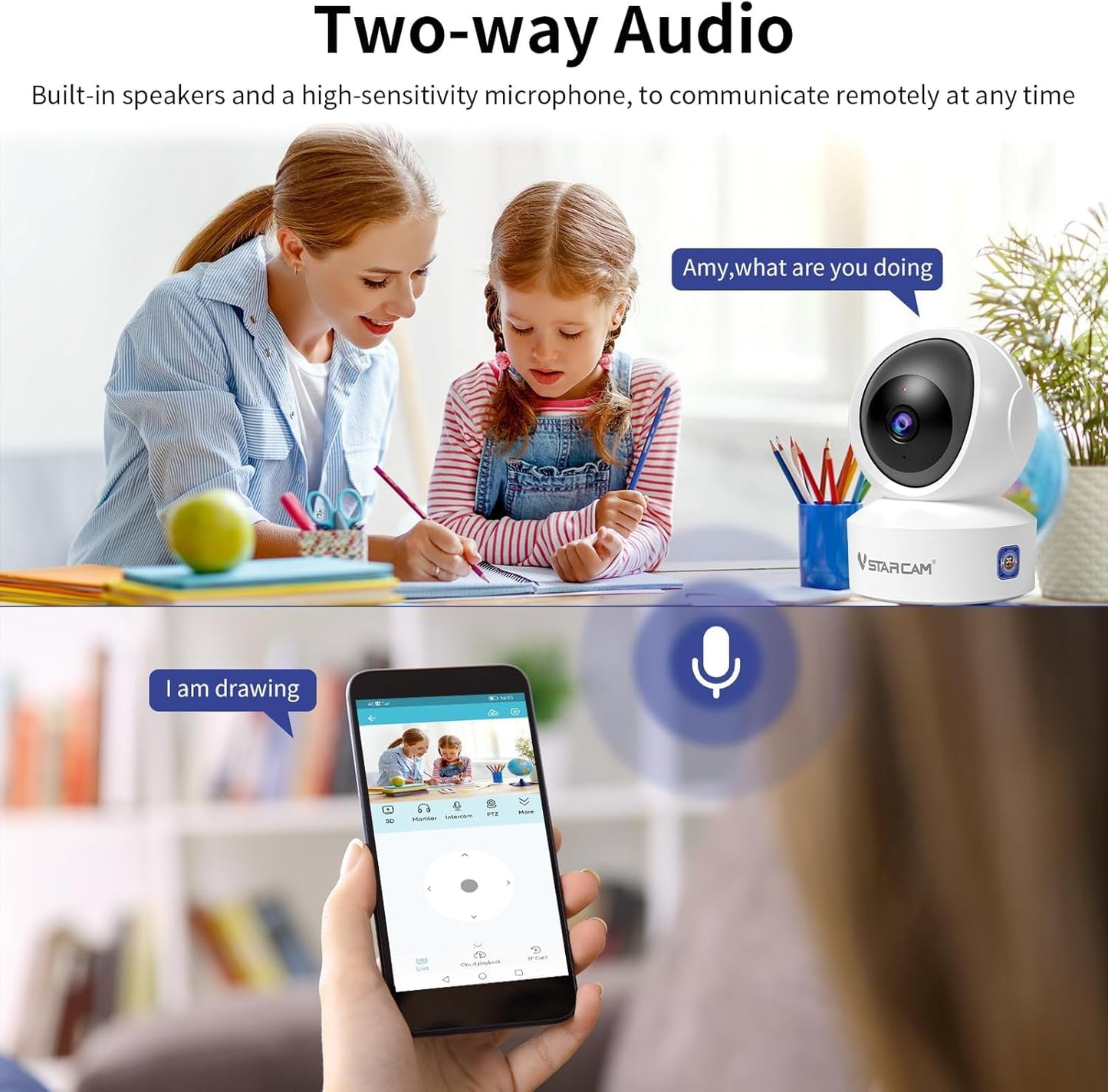 VSTARCAM Indoor Security Camera, 1080P HD WiFi Camera, Baby Camera, Pet Camera, Baby Monitor with Night Vision 2-Way Audio, Dog Camera with Phone APP