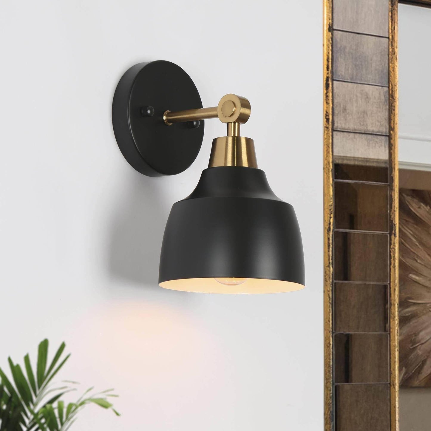 classy leaves Sconces Wall Lighting, Black and Gold Modern Bedroom Wall Sconces Indoor, Metal Wall Sconces Lights Light Fixture for Bathroom, Powder